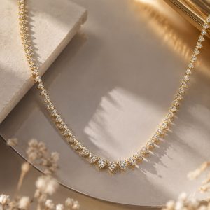 שרשרת טניס מדורגת moissanite זהב 