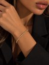 ⁦צמיד טניס קשיח שיבוץ מעוגל זהב⁩ – תמונה ⁦2⁩
